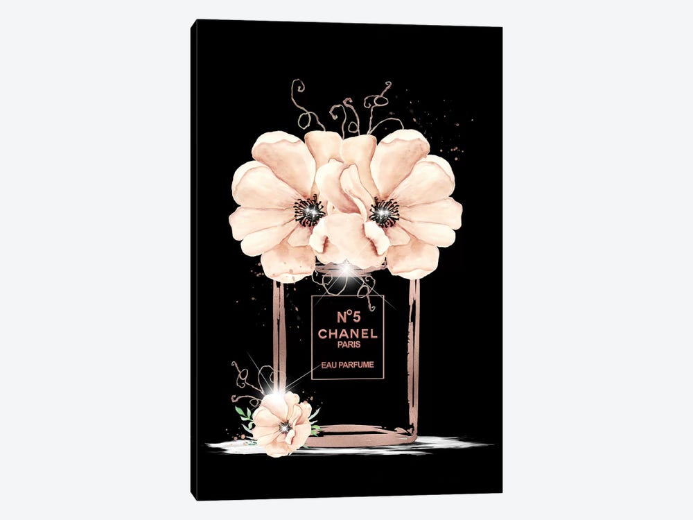 Rose Gold Fashion Perfume Bottle And Anemones by Pomaikai Barron 1-piece Canvas Wall Art