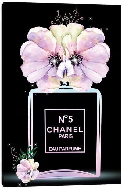 Pastel Fashion Perfume Bottle And Anemones Canvas Art Print - Anemone Art