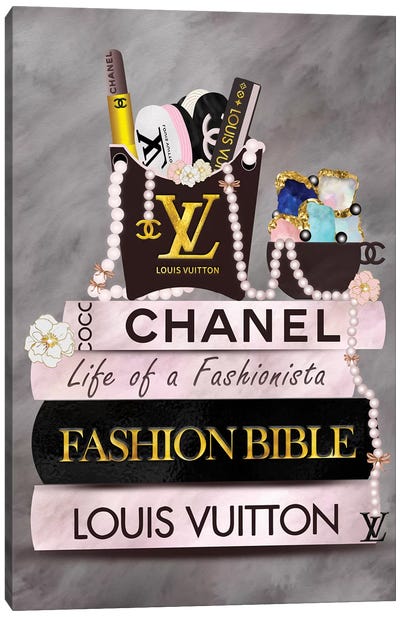 Life Of A Fashionista Fashion Book Stack Canvas Art Print - Louis Vuitton Art