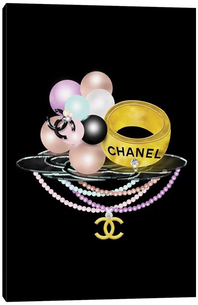 Diamonds Gold And Pearls Fashion Bling Canvas Art Print - Chanel Art