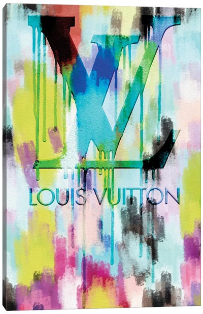 Crazy Colorful Fashion Drip Grunged Canvas Art Print - Louis Vuitton Art