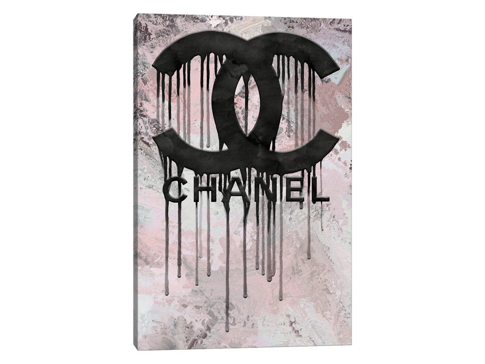 Framed Canvas Art - Grunged and Dripping CC by Pomaikai Barron ( Fashion > Fashion Brands > Chanel art) - 40x26 in