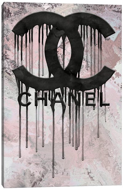 Grunged And Dripping CC Canvas Art Print - Chanel Art