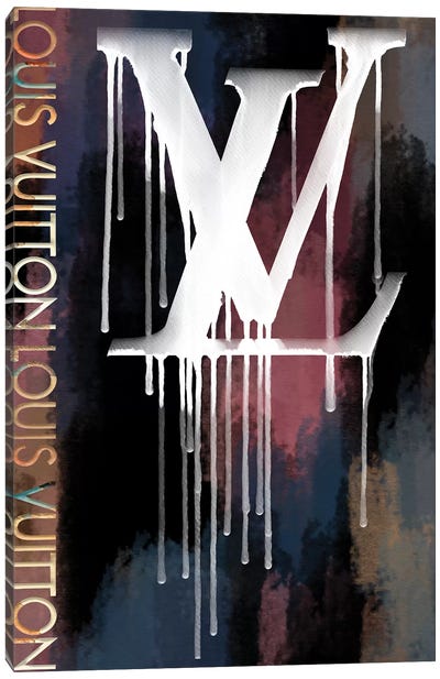 Grunged And Dripping LV II Canvas Art Print - Fashion Typography