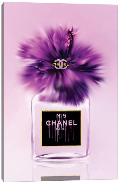 Passionately Purple Fashion Perfume Bottle Canvas Art Print - Paris Typography