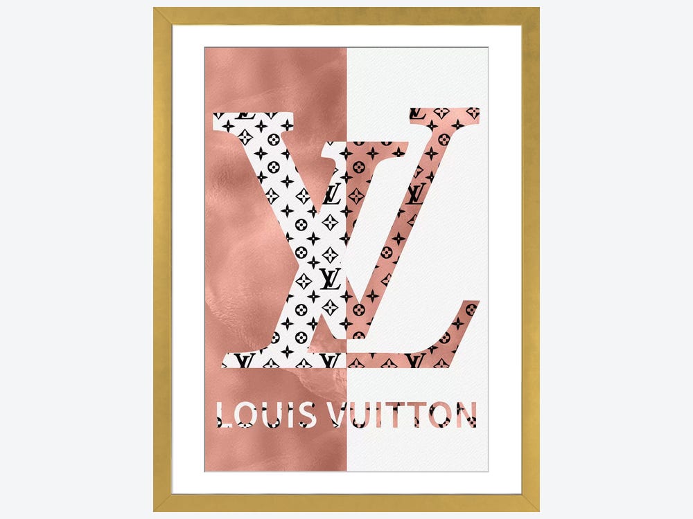 Framed Canvas Art (Gold Floating Frame) - 24 Karat Fashion Rose Gold by Pomaikai Barron ( Fashion > Fashion Brands > Louis Vuitton art) - 26x18 in