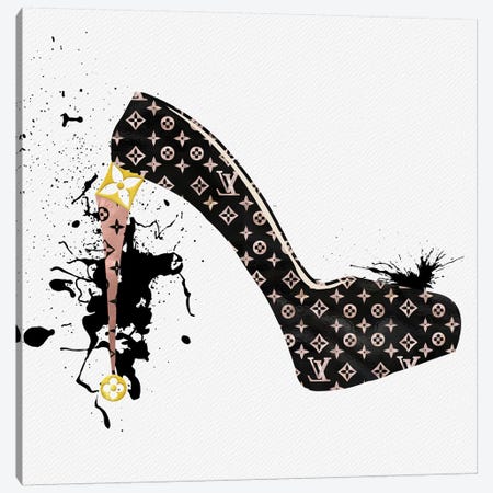 Framed Canvas Art (Champagne) - Louis Vuitton Black and White by Julie Schreiber ( Fashion > Fashion Brands > Louis Vuitton art) - 26x18 in