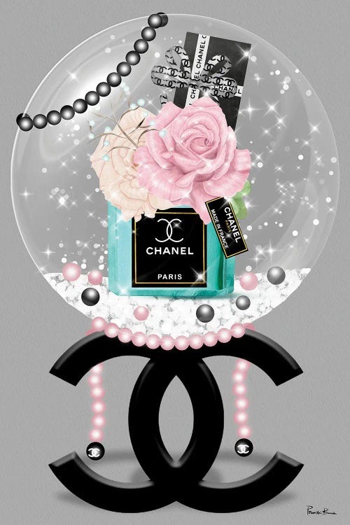 Blushed Roses & Turquoise Fashion Vase Glitter Ball