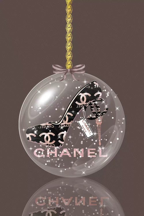 Framed Canvas Art (Gold Floating Frame) - Oh, My Chanel Glitter Ball by Pomaikai Barron ( Fashion > Fashion Brands > Chanel art) - 40x26 in