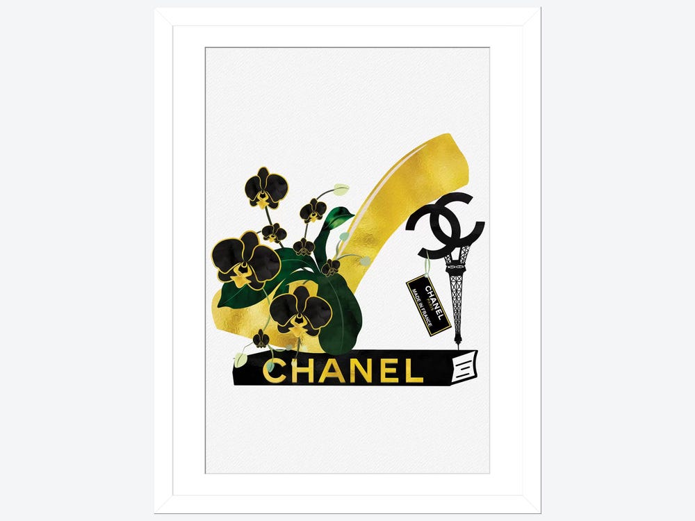 Framed Poster Prints - Chanel Black Gold High Heel II by Pomaikai Barron ( Fashion > Fashion Brands > Chanel art) - 24x24x1
