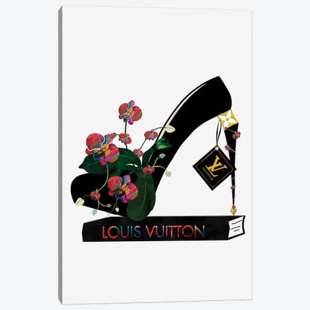 LV Krazy Kolorful Orchid Heel On Fashion Book Canvas Print #POB285} by Pomaikai Barron Canvas Art Print