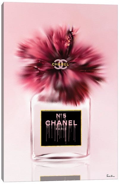 Deeply Blushed Fashion Perfume Bottle & Hibiscus Canvas Art Print - Chanel Art