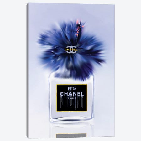 Little Bottle Blue Fashion Perfume Vase Canvas Print #POB289} by Pomaikai Barron Canvas Art
