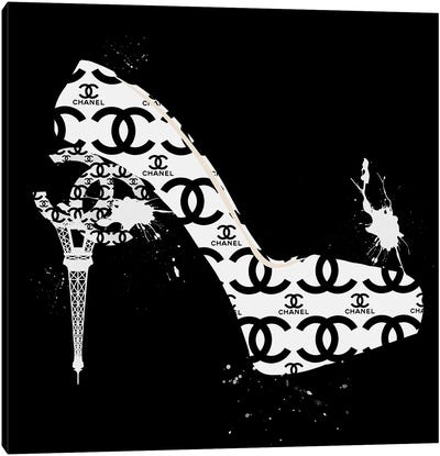 Black And White CC High Heels Fashion II Canvas Art Print - Shoe Art