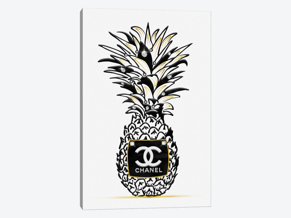 CC Black White Gold Fashion Pineapple With Diamonds & Pearls by Pomaikai Barron 1-piece Canvas Print