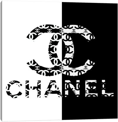 Black And White CC High Heels Fashion III Canvas Art Print - Chanel Art