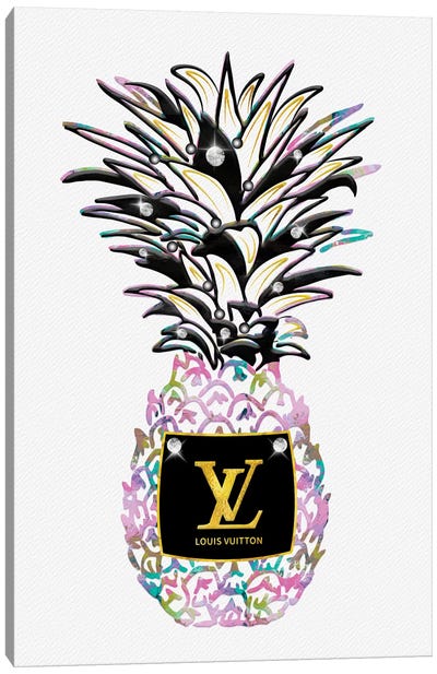 LV Pastel Fashion Pineapple Canvas Art Print - Pineapple Art