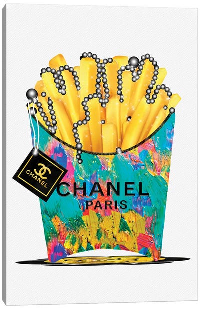 Fashion Fresh Chanel Rainbow Fries & Pearls Canvas Art Print - International Cuisine Art