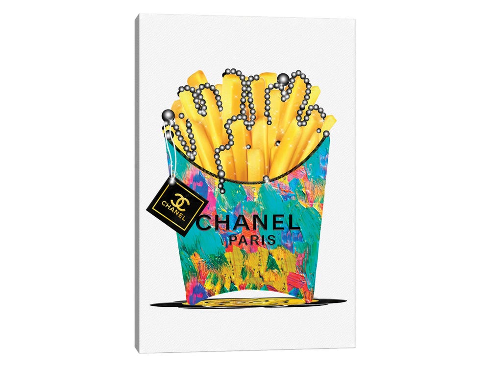 Fashion Fresh Chanel Rainbow Fries & Pearls Canvas Print Wall Art by Pomaikai Barron