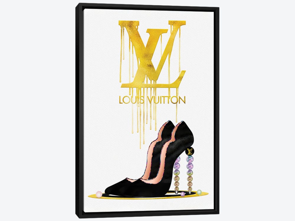 Pomaikai Barron Canvas Wall Decor Prints - Fashion Drips LV Chocolate de Moda ( Fashion > Fashion Brands > Louis Vuitton art) - 40x26 in