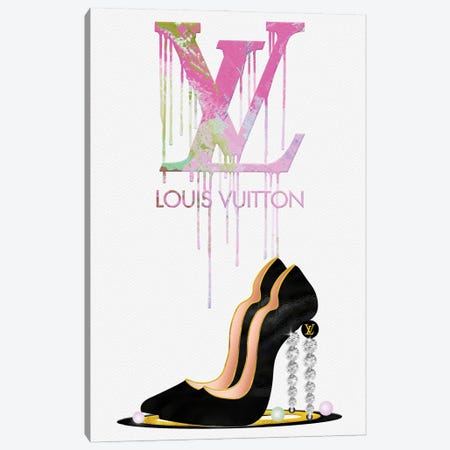 Amanda Greenwood Canvas Prints - Black Side Books with Shoe - Grunge ( Fashion > Fashion Brands > Louis Vuitton art) - 18x26 in
