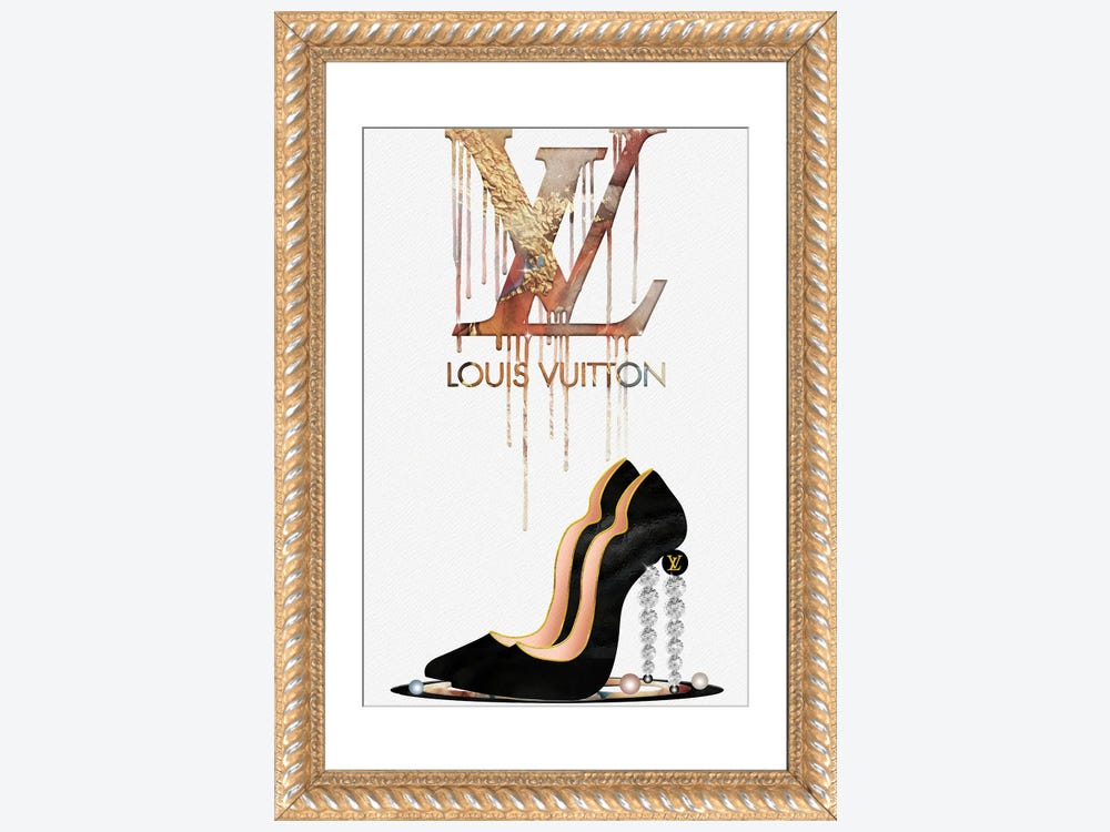 Framed Canvas Art (Gold Floating Frame) - LV Fashion III by Pomaikai Barron ( Fashion > Fashion Brands > Louis Vuitton art) - 26x18 in