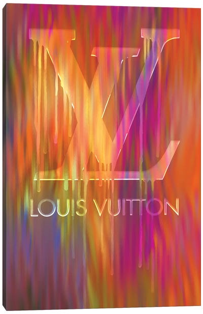 Pomaikai Barron Canvas Art Prints - Purple and White Fashion Duffle Bag with Brown Pearls & Roses ( Fashion > Fashion Brands > Louis Vuitton art) 