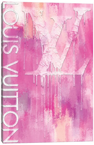 Fashion Drips LV Pinkly Canvas Art Print - Fashion Brand Art