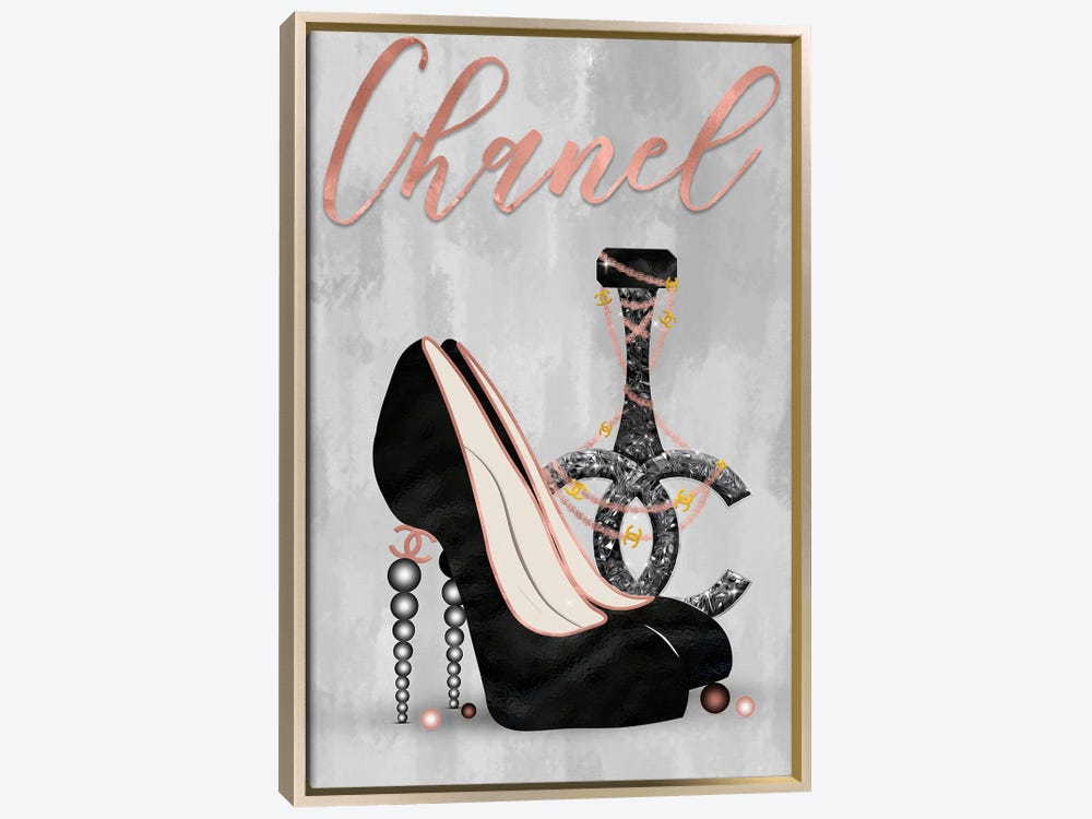 Framed Canvas Art (White Floating Frame) - Late Nights with Chanel III by Pomaikai Barron ( Fashion > Fashion Brands > Chanel art) - 26x18 in