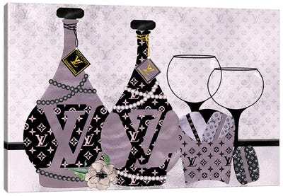 Champagne, Macarons & Louis Canvas Art Print - Macaron Art