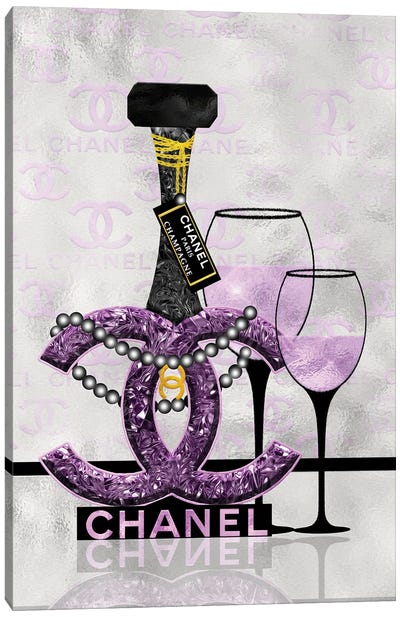 Getting Tipsy With Chanel II Canvas Art Print - Champagne Art