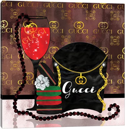 Spoiled By Gucci Canvas Art Print - Champagne
