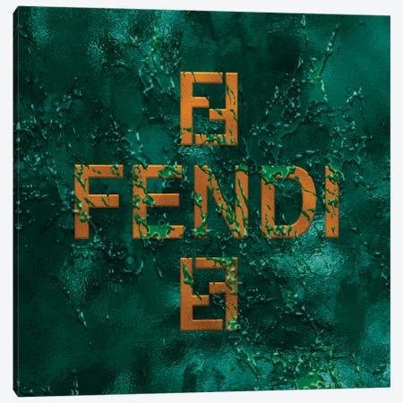 Fendi Logo Lips Pattern with Gold Teeth by Julie Schreiber Fine Art Paper Print ( Fashion > Fendi art) - 16x24x.25