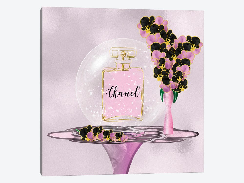 Azura Pink Perfume Bottle & Orchids by Pomaikai Barron 1-piece Canvas Art Print