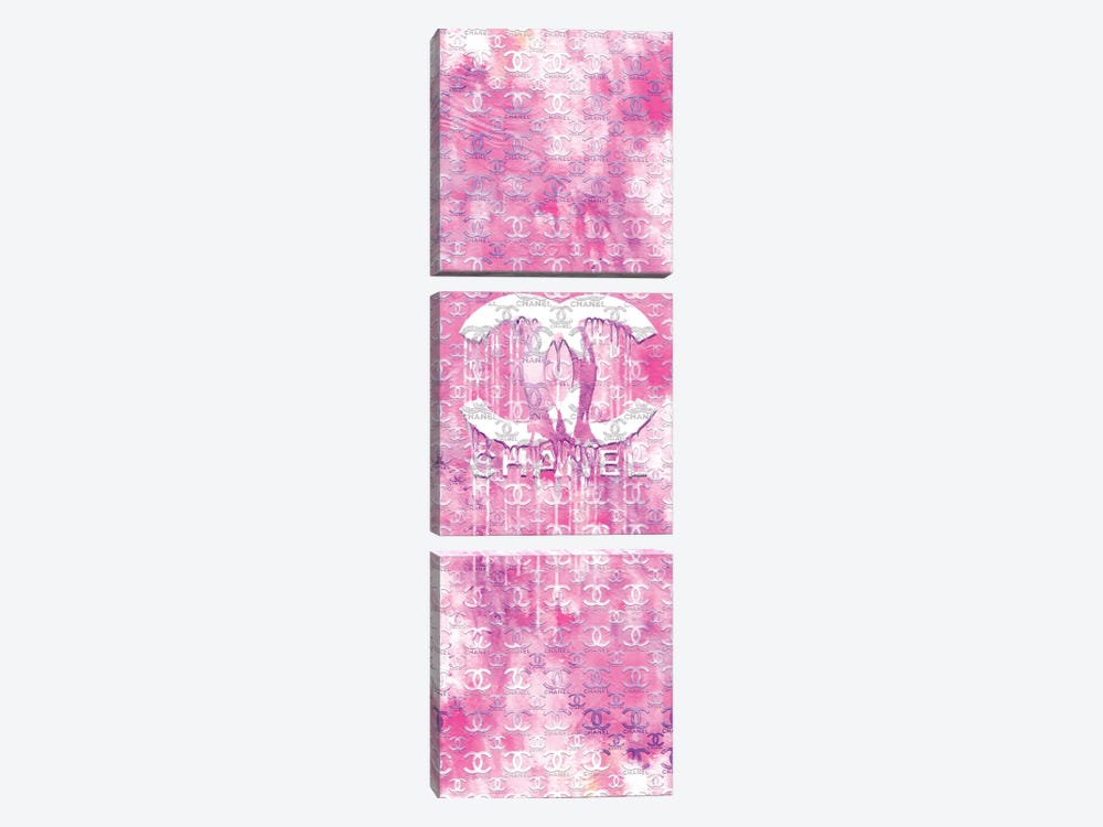 I Do Pink Chanel by Pomaikai Barron 3-piece Canvas Wall Art