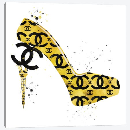 Chanel Black Gold High Heel I Canvas Print #POB42} by Pomaikai Barron Canvas Print