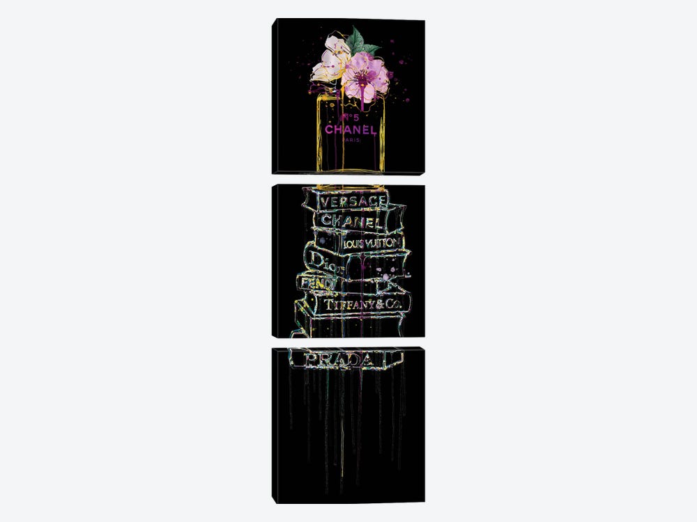 The Studious One_Perfume Vase & Fashion Book Stack by Pomaikai Barron 3-piece Canvas Print