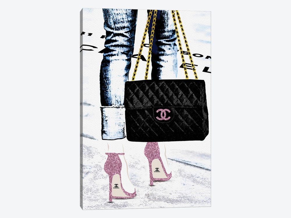 Lady With The Chanel Bag And Rose High Heels by Pomaikai Barron 1-piece Canvas Artwork