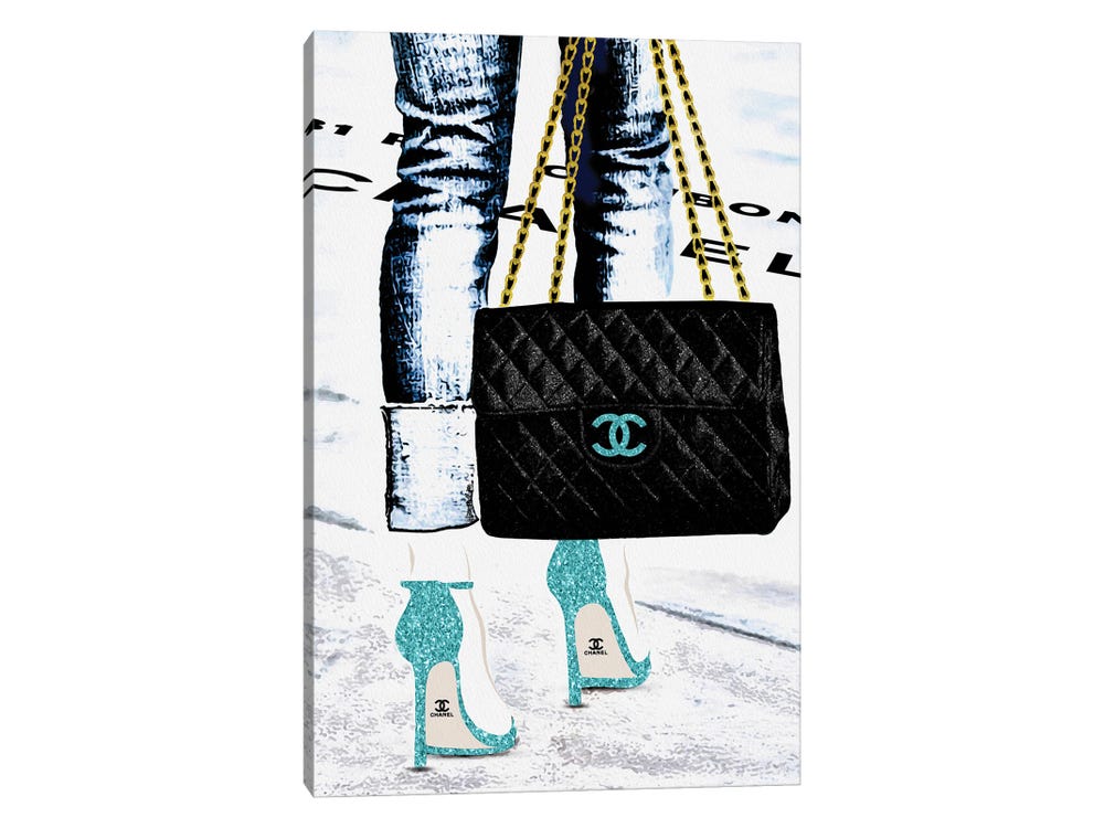 Pomaikai Barron Canvas Prints - Lady with The Chanel Bag and Teal High Heels ( Fashion > Fashion Accessories > Bags & Purses art) - 26x18 in