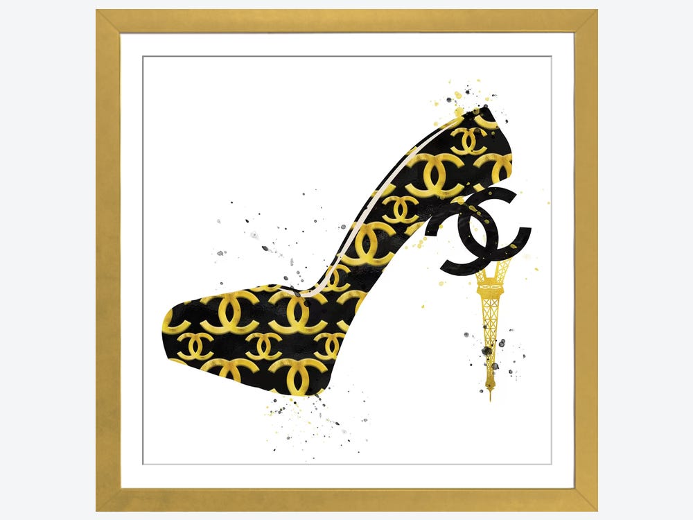 Chanel Black Gold High Heel II Can - Canvas Wall Art