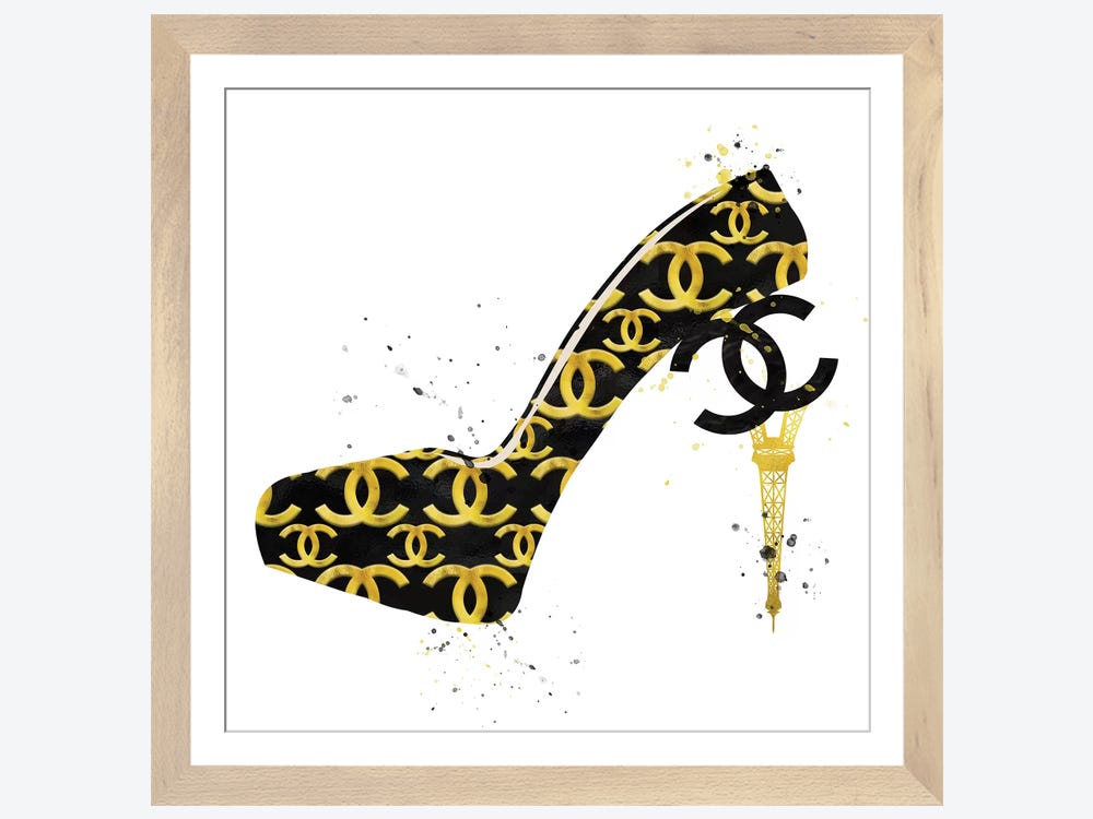 Chanel Black Gold High Heel II Can - Canvas Wall Art