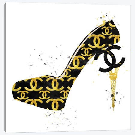 Chanel Black Gold High Heel II Canvas Print #POB43} by Pomaikai Barron Canvas Art Print
