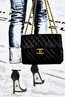 Lady With The Chanel Bag And Black Hi - Canvas Print | Pomaikai Barron