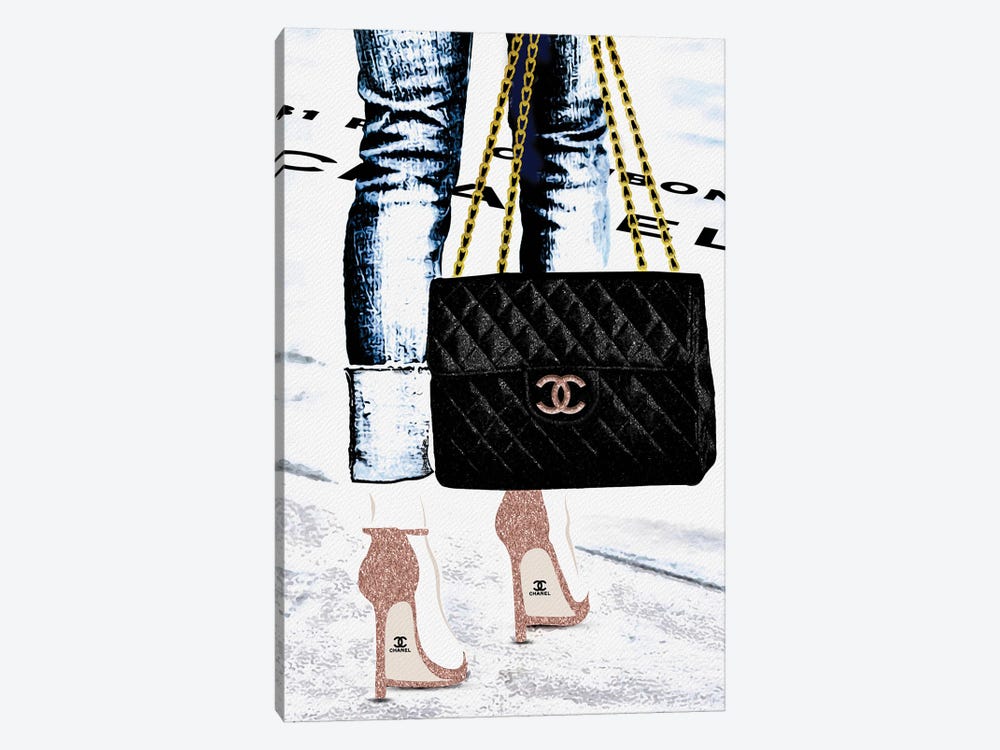 Lady With The Chanel Bag And Rose Gold High Heels by Pomaikai Barron 1-piece Canvas Wall Art