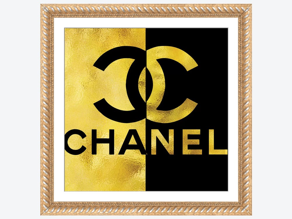 buyartforless Chanel Gold Lust by Pop Queen 12x12 Graphic Art Canvas, Black