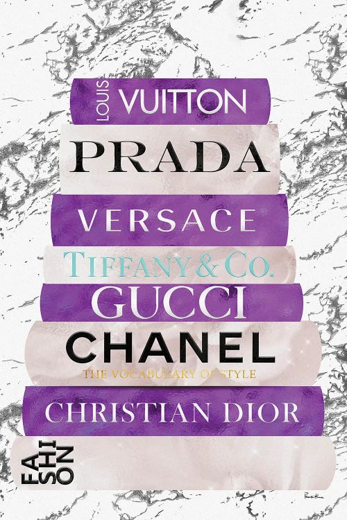 Fashion Nerd-Bright Violet & Beige Book Stack