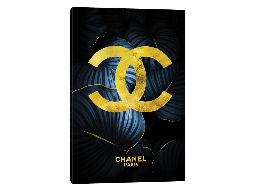 Framed Canvas Art - Chanel Double CS Tropical Blue by Pomaikai Barron ( Fashion > Fashion Brands > Chanel art) - 26x18 in