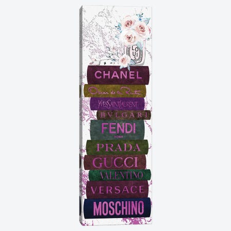 Pink Louis Fashion Candle On Leather Book Stack Canvas Print #POB470} by Pomaikai Barron Art Print