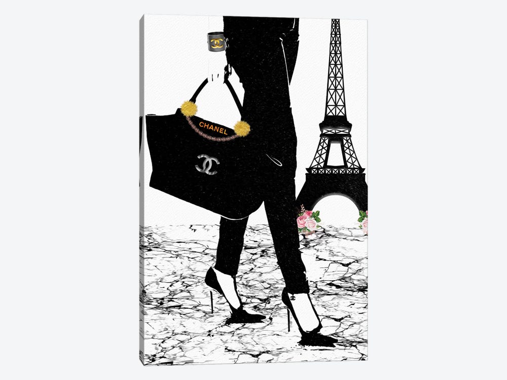 Framed Canvas Art (White Floating Frame) - Couture Culture-Coco Chanel by Pomaikai Barron ( Fashion > Fashion Brands > Chanel art) - 12x36 in