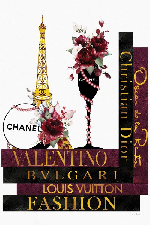 Deep Red Roses In Champagne Glass on Fashion Books